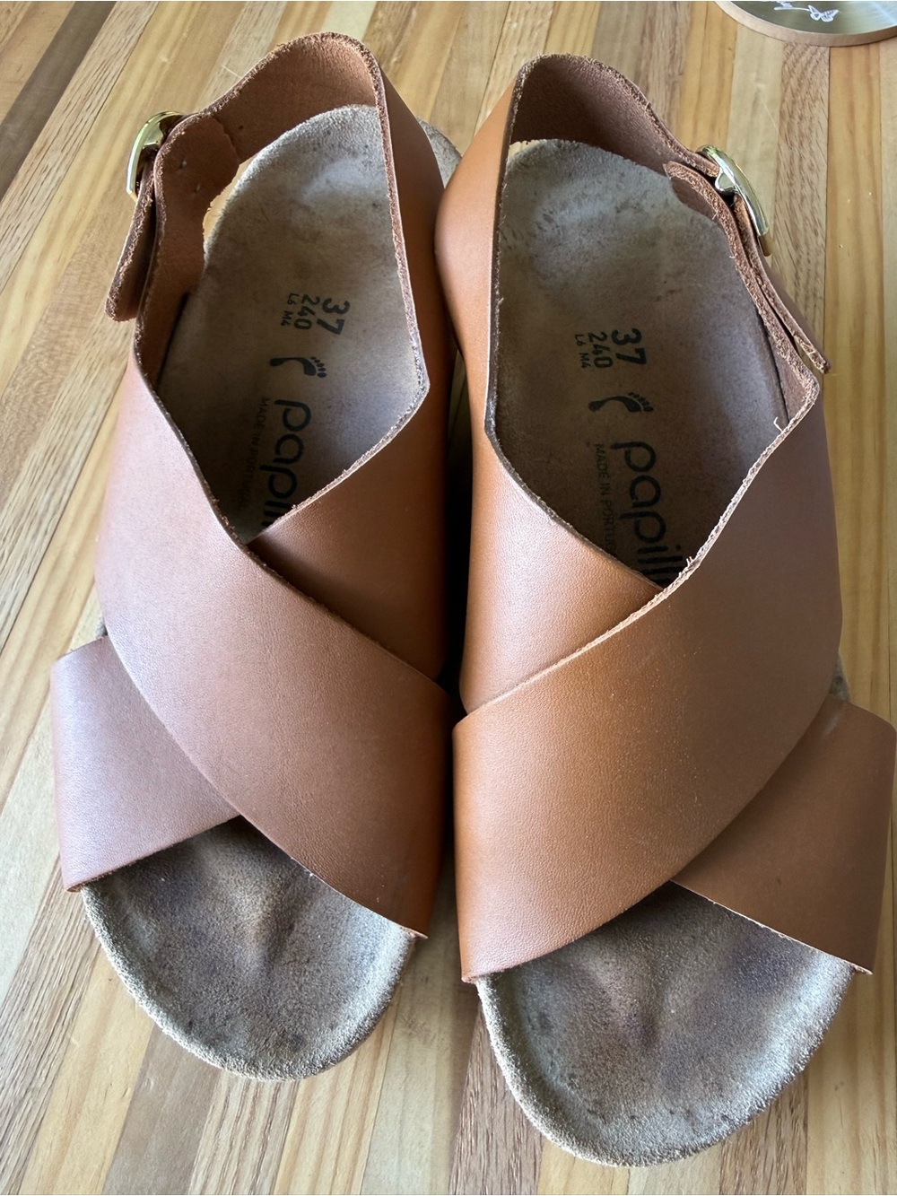 Papillio Women's Brown Leather Cross-Strap Sandals